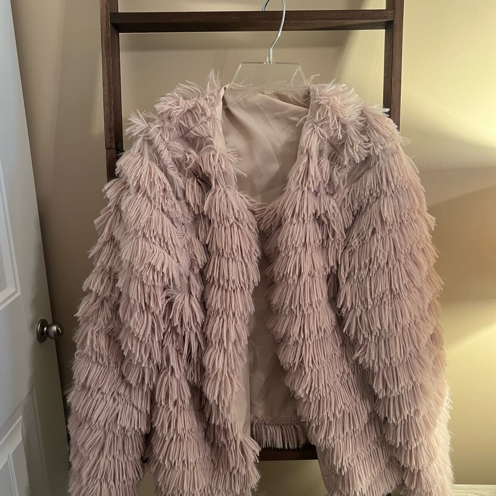 Women's Light Coffee Fringe Jacket